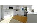 Modern white kitchen featuring stainless steel appliances, a tile backsplash, and plenty of cabinet space at 2936 N New Jersey St, Indianapolis, IN 46205