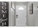 Welcoming foyer features a white door, stylish decor, and warm gray walls, creating an inviting entrance to the home at 828 Ashton Park Dr, Greenwood, IN 46143