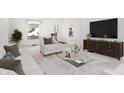 Bright living room featuring neutral decor, large windows, and a modern glass coffee table for a clean, inviting space at 1127 S Pershing Ave, Indianapolis, IN 46221
