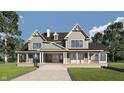 Charming two-story home with a covered porch, gray siding, and a welcoming entryway at 1717 Beaufain St, Carmel, IN 46032