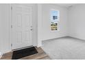 Bright entryway with gray carpet, white walls, and view from large window at 1145 Bevy Blvd, Danville, IN 46122