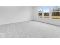 Spacious living room featuring plush gray carpeting and large windows with backyard views at 1145 Bevy Blvd, Danville, IN 46122