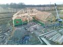 Aerial view of home under construction showing structural beams and ZIP System sheathing at 2974 S Kings Way, New Palestine, IN 46163