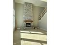 Large stone fireplace with a wooden mantle in the living room at 6959 Oakdale Ln, Avon, IN 46123