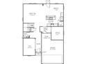 First floor plan showcasing a spacious great room, kitchen, and two-car garage at 1875 Black Oak Dr, Shelbyville, IN 46176