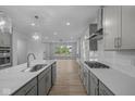 Modern kitchen with stainless steel appliances, quartz countertops, and an island at 1709 Real St, Indianapolis, IN 46240