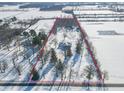 Expansive aerial view of house and property in winter at 881 E 226Th St, Sheridan, IN 46069