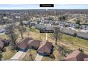An aerial view shows the home's location in a residential neighborhood near downtown at 710 Eagle Pkwy # 15, Brownsburg, IN 46112