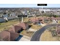 An aerial view shows this home's location in a residential neighborhood close to shopping at 710 Eagle Pkwy # 15, Brownsburg, IN 46112