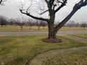 Expansive grassy area with mature trees creates a park-like atmosphere in the neighborhood at 1350 N Graham Ave, Indianapolis, IN 46219