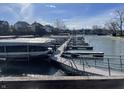 Community boat dock and waterway, perfect for fishing and boating fun on a sunny day at 8207 Shorewalk Dr, Indianapolis, IN 46236