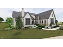 Elegant home featuring a bright white brick facade, complemented by a charming, professionally landscaped front yard at 1461 Chatham Ridge Ct, Westfield, IN 46074