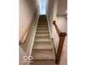 Carpeted stairs leading to the lower level at 2208 Walnut Frk Dr, Whitestown, IN 46075