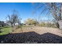 Large backyard with scattered autumn leaves and a fire pit at 836 S Tremont St, Indianapolis, IN 46221