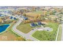 Aerial view of a cul-de-sac with two houses and surrounding landscape at 6434 Stone Side Dr, Plainfield, IN 46168