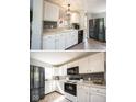 Well-appointed kitchen features white cabinets, updated countertops, and modern appliances at 12738 Buff Stone Ct, Fishers, IN 46037