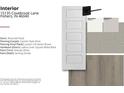 Sample door and flooring choices are displayed along with hardware and paint colors at 15135 Covebrook Ln, Fishers, IN 46037