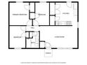 One-story floor plan featuring 2 bedrooms, 1 bath, living room, kitchen, and porch at 403 Wellington Blvd, Shelbyville, IN 46176