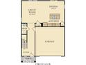 First floor plan featuring the great room, dining area, kitchen, and garage at 1445 Bellows Ave, Franklin, IN 46131