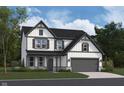 Two-story house with gray and white siding, a gray garage door, and landscaping at 552 Bluestem Ln, New Whiteland, IN 46184