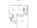 First floor plan featuring a great room, kitchen, breakfast area, pantry and garage at 1934 Black Oak Dr, Shelbyville, IN 46176