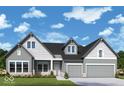 Charming two-story home featuring a symmetrical facade, gray siding, and a two-car garage at 19826 Chatham Shore Ln, Westfield, IN 46074