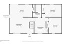 Floorplan of first floor displaying a spacious kitchen, living room, and two bedrooms at 135 Boring Pl, Martinsville, IN 46151