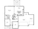 First floor layout featuring open-concept kitchen, breakfast area, great room, flex room, and three-car garage at 567 Hidden Hills Dr, Pittsboro, IN 46167
