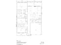 Architectural floor plan with dimensions featuring bedrooms, bathrooms, kitchen, and garage at 2689 Pearl St, Columbus, IN 47201
