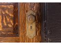 Close up of the beautifully paneled front door with decorative hardware at 2110 N Talbott St, Indianapolis, IN 46202