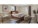 Cozy bedroom featuring a modern bed frame, stylish bedside lamps, and two windows for natural light at 1852 W 62Nd St, Indianapolis, IN 46260