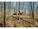 Exterior view of a house nestled among the trees, with a brick facade and covered porch at 1828 W 750 S, Trafalgar, IN 46181