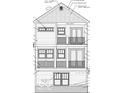 Elevation view highlighting porch beams, windows, and trim details of this two-story residence at 15405 Mystic Rock Dr, Carmel, IN 46033