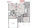 Main floor plan with owner's suite, kitchen, Gathering room, study, and two-car garage at 618 Firefly Ct, Greenfield, IN 46140