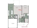 Layout of the first floor featuring kitchen, Gathering room, owner's suite, and a two-car garage at 1089 Knoll St, Greenwood, IN 46143