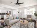 Open-concept living space with stylish furniture and a view of the kitchen at 1420 E Market St, Indianapolis, IN 46201