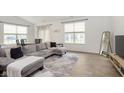 Bright living room with a comfortable gray sofa, stylish rug, and natural light at 1030 Macoun Dr, Westfield, IN 46074
