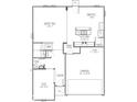 First-floor floor plan with an open kitchen, breakfast area, great room, flex room, foyer, powder room, and garage at 1942 Black Oak Dr, Shelbyville, IN 46176