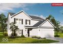 Charming two-story home features a covered porch, a two-car garage, and professionally landscaped yard at 7284 Fowler Dr, Whitestown, IN 46075