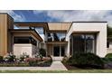 Close-up of a modern home's entrance with light wood accents and stone features at 10440 Somerford Rdg, Zionsville, IN 46077