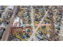An aerial view shows the home and its approximate property lines nestled in a residential neighborhood at 436 E Staat St, Fortville, IN 46040