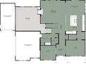 First floor layout featuring a three-car garage, recreation room, kitchen, and dining area at 6783 Renoir Way, Avon, IN 46123