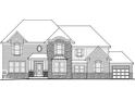 Blueprint of a two-story home featuring a stone and brick facade, well manicured yard and attached garage at 1558 Old Hickory Ln, Westfield, IN 46074