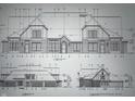 Detailed exterior elevation blueprint of a beautiful home featuring a three car garage at 6673 Beekman Pl # Ste A, Zionsville, IN 46077