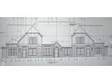Detailed front elevation blueprint of a charming home featuring brick and intricate window designs at 6673 Beekman Pl # Ste A, Zionsville, IN 46077