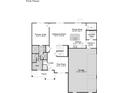 First floor plan featuring open living spaces, a kitchen, dining nook, flex room and a two-car garage at Vacant Lot 0 - 5750 W 650 N, Thorntown, IN 46071