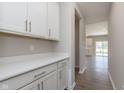 Butler Pantry features modern white cabinets and countertops, offering ample storage and functionality at 7181 Barrett Dr, Brownsburg, IN 46112