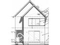 A rendering of a two-story home's elevation featuring symmetrically placed windows and an inviting entrance at 1042 N Hamilton Ave, Indianapolis, IN 46201
