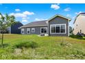 The home's exterior features a spacious backyard with large windows and gray siding at 3687 Thomas Jefferson Ct, Westfield, IN 46074