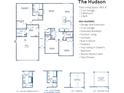 Hudson floor plan featuring three bedrooms, two bathrooms, a two-car garage, and 1903 square feet at 3687 Thomas Jefferson Ct, Westfield, IN 46074